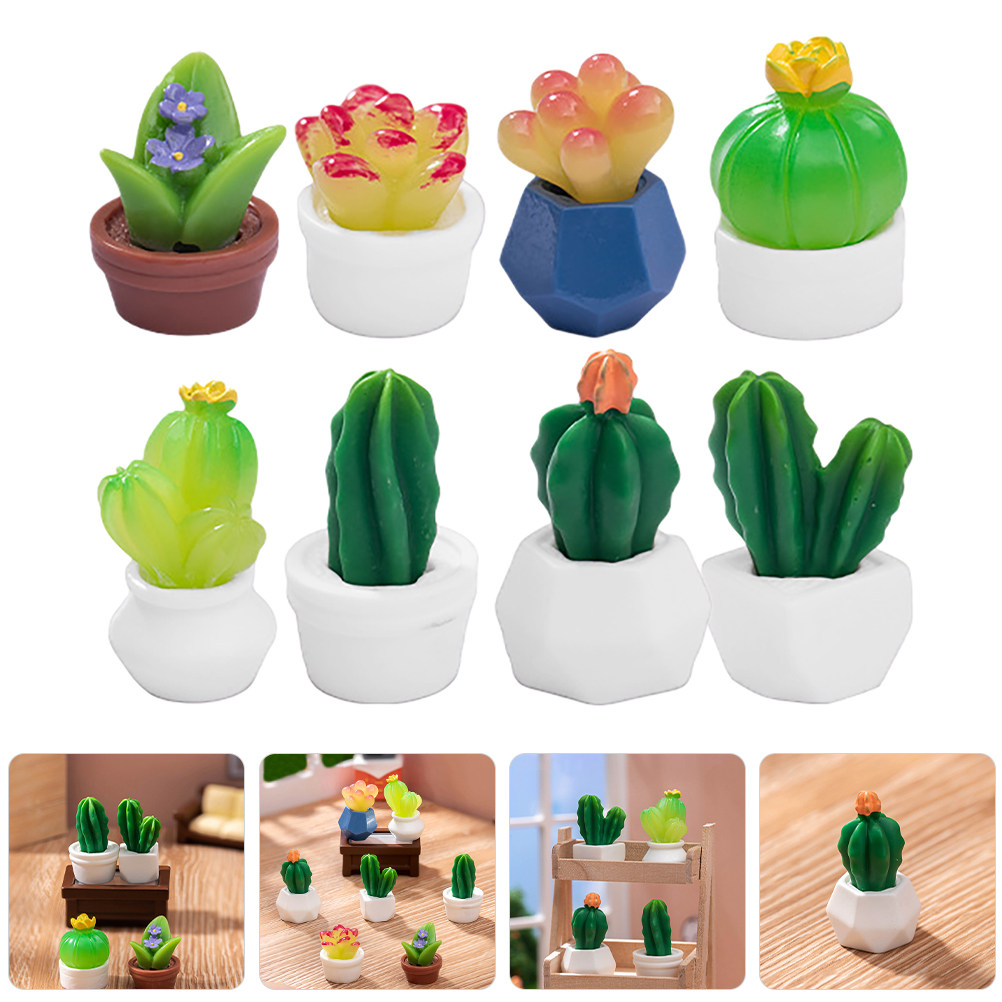 8Pcs Miniature Resin Cactus Bo - đánh giá và giá Bonsai Garden For Desk
