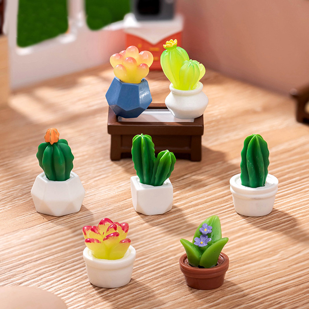8Pcs Miniature Resin Cactus Bo - đánh giá và giá Bonsai Garden For Desk