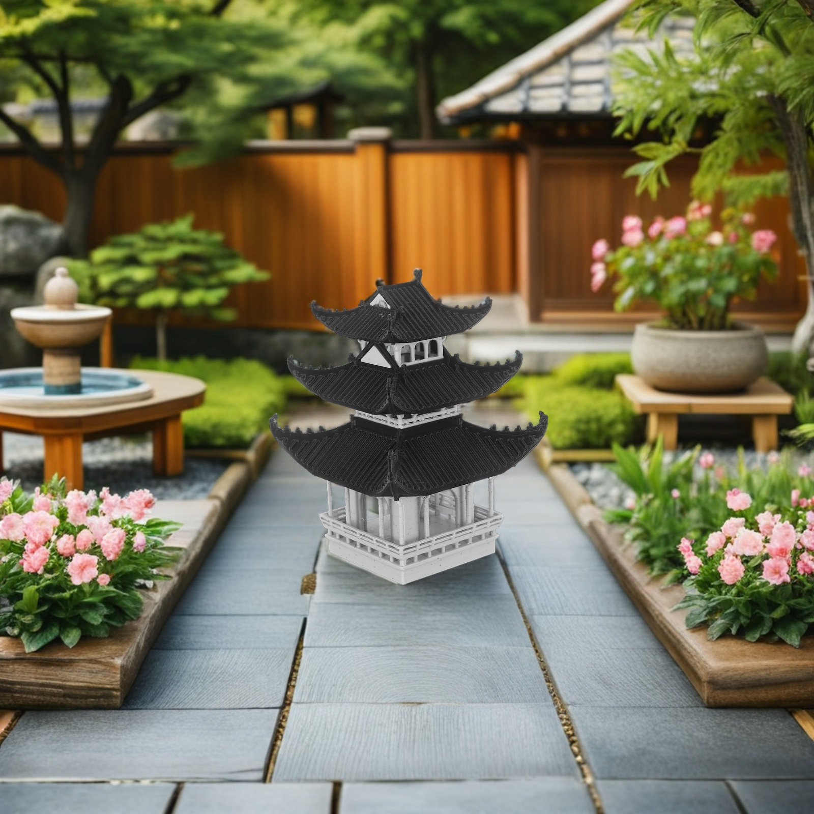 Miniature Pavilion Asian Style - đánh giá và giá Bonsai Garden For Desk