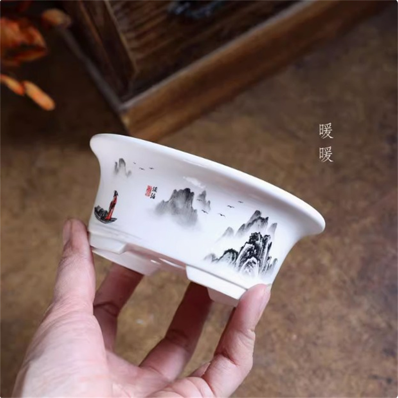 Porcelain White Oval Bonsai Po - đánh giá và giá Bonsai Garden Chinese Garden
