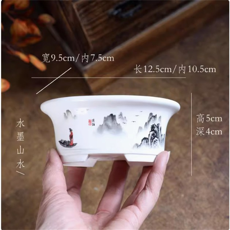 Porcelain White Oval Bonsai Po - đánh giá và giá Bonsai Garden Chinese Garden