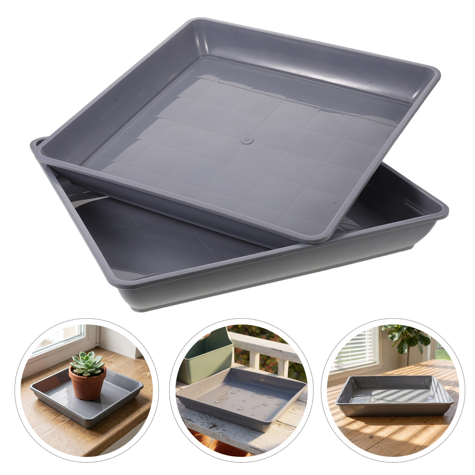 2Pcs Square Plastic Plant Pot  - đánh giá và giá Drip Tray Saucer