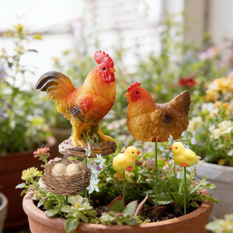 4/5PCS Mini Resin Chicken Fami - đánh giá và giá Bonsai Garden For Desk