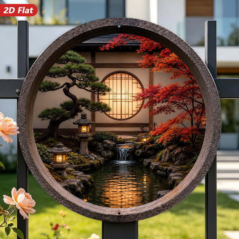 2D Flat, 1pc Round Metal Sign  - đánh giá và giá Bonsai Garden Wall